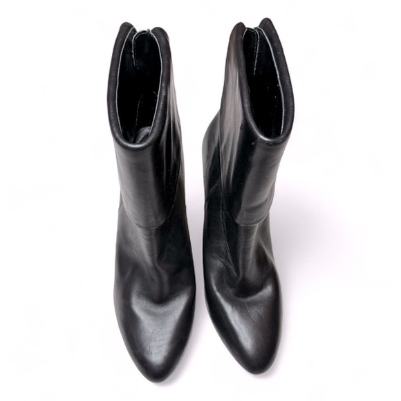 Ralph Lauren Leola Cuffed Black Leather Pointy Toe Bootie Stiletto Size 8.5 - Picture 6 of 8